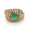 1 Carat Anciens Cabochon Cut Natural Emerald Bague en or jaune 18k