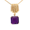 10 Carat Emerald Cut Amethyst and Diamond Pave 18K Gold Drop Pendant