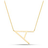 Tilted Initial 14K Gold Pendant Cable Chain Necklace