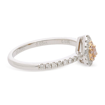 0.03 Carat Fancy Pink Pear Diamond Double Halo in 18K White Gold Statement Ring – Assay Jewelers