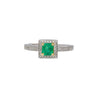 0.61 Carat Emerald & Diamond Square Shape Ring in 14K White Gold Size 6.5