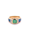 0.76CT Colombian Emerald and Inlaid Opal 14k Yellow Gold Ring