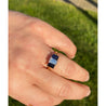 0.92 carat GIA certified Emerald Cut Diamond Engagement ring with Blue Sapphires