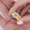 1 Carat Square Cut Emerald and Diamond Platinum & 18K Gold Ribbed Ring