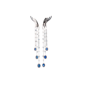 10 Carat Blue Sapphire & Diamond Dangle Drop Ear Climb Chandelier Earrings – Assay Jewelers
