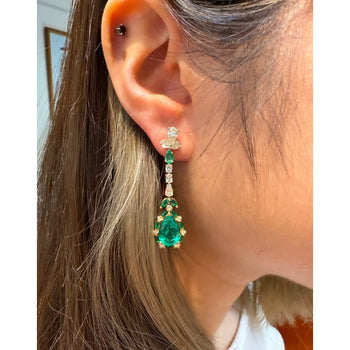 10 Carat Natural Emerald and Diamond Mirrored Drop Earrings in 18K Gold – Assay Jewelers