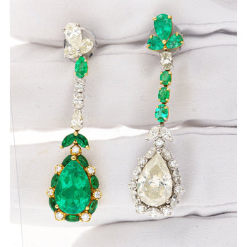 10 Carat Natural Emerald and Diamond Mirrored Drop Earrings in 18K Gold – Assay Jewelers