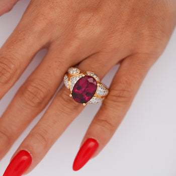 10 Carat Rubellite Tourmaline Diamond 18K Gold Vintage Cocktail Ring – Assay Jewelers