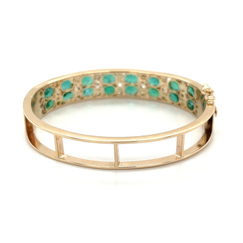 10 carat Emerald and Diamond 2-Row Bangle Bracelet in 14k Gold – Assay Jewelers