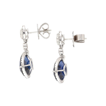 10.38 Carat Blue Sapphire and Diamond 18K White Gold Drop Earrings – Assay Jewelers