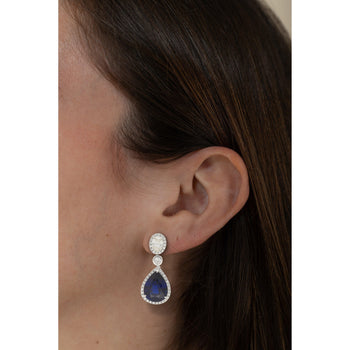 10.38 Carat Blue Sapphire and Diamond 18K White Gold Drop Earrings – Assay Jewelers