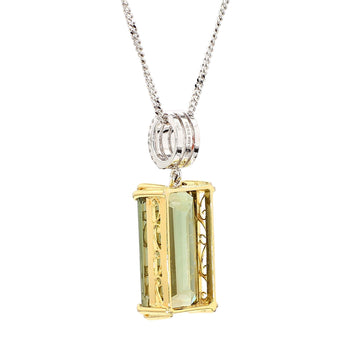 10.52 Carat Forrest Green Tourmaline Emerald Cut 18K Gold Pendant Necklace – Assay Jewelers