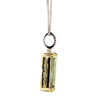 10.52 Carat Forrest Green Tourmaline Emerald Cut 18K Gold Pendant Necklace – Assay Jewelers