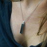 10.66 Carat Indicolite Tourmaline Platinum Vertical Bar Pendant