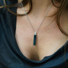 10.66 Carat Indicolite Tourmaline Platinum Vertical Bar Pendant