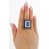 10.82 Carat No Heat Ceylon Blue Sapphire and Diamond Vintage Art Deco Platinum Ring | AGL & GIA Certified