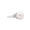 11mm White Cultured Pearl and Round Cut Diamonds in Filigree Platinum Ring