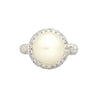 12.3MM SouthSea White Pearl and Round Cut Pave Diamond Ring in 18k White Gold