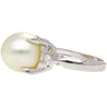 12.5mm South Sea Pearl and Diamond Platinum Three Stone Ring