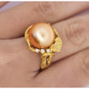 12.8mm Golden South Sea Pearl and Round Cut Diamonds Ring in 18k Yellow Gold