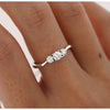 1/3 Carat Natural Diamond Mini 3-Stone Curved Ring in 14K White Gold