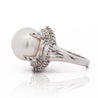 13mm South Sea Pearl & Baguette Diamond Halo Platinum Ballerina Ring