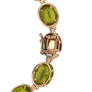 14 Carat Oval Bezel Set Peridot 14K Gold Link Bracelet 7" – Assay Jewelers