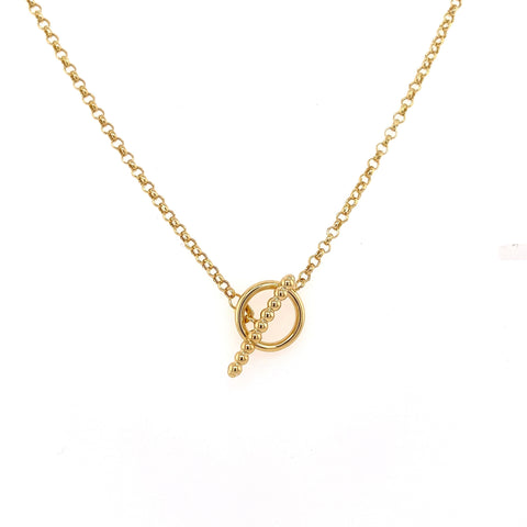 14K Gold Bar and Toggle Chain Necklace | 18 Inches - 1.5mm