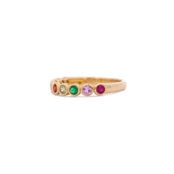 14K Gold Rainbow Multi Color Bezel Set Gemstone Stacking Band Ring – Assay Jewelers