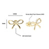 14K Gold Ribbon Stud Earrings 10mm Screw Back Closure