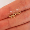 14K Gold Ribbon Stud Earrings 10mm Screw Back Closure
