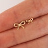 14K Gold Ribbon Stud Earrings 10mm Screw Back Closure