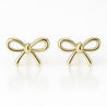 14K Gold Ribbon Stud Earrings 10mm Screw Back Closure