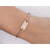 14K Rose Gold ID Tag Round Diamond Pave Cable Link Chain Bracelet