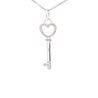 14K White Gold Natural Diamond Key To My Heart Pendant Necklace