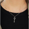 14K White Gold Natural Diamond Key To My Heart Pendant Necklace