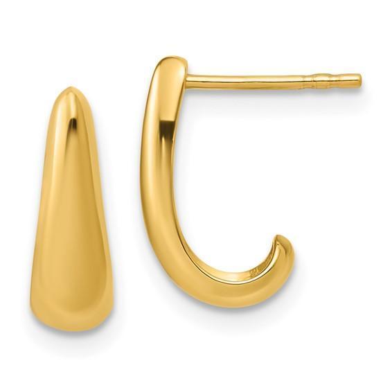 14K Yellow Gold 13mm J Scoop Hoop Earrings