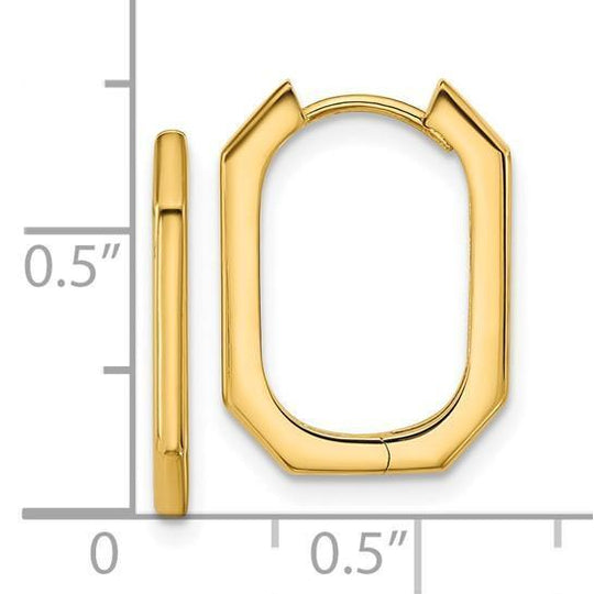 14K Yellow Gold Geometric Polished Hinged Hoop Earrings