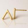 14K Yellow Gold V Shape Stud Earrings On Push Backs