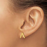 14K Yellow Gold V Shape Stud Earrings On Push Backs