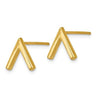 14K Yellow Gold V Shape Stud Earrings On Push Backs