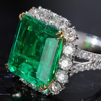 14.36 Carat Colombian Emerald AGL/GRS Certified & Diamond 18K Gold Cocktail Ring – Assay Jewelers