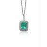 14k White Gold Emerald Pendant in 18k White Solid Gold Necklace