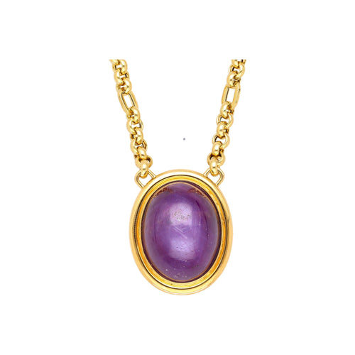 155.48 Carat No-Heat Purple Star Sapphire 18K Gold Bezel Pendant Necklace