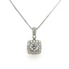 18K Gold 1CT Round Lab Grown Diamond Pendant Necklace With Diamond Halo