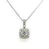 18K Gold 1CT Round Lab Grown Diamond Pendant Necklace With Diamond Halo