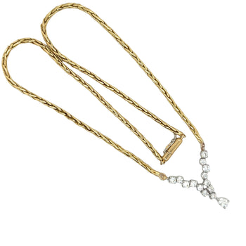 18K Gold Diamond Cluster Wheat Chain Necklace 16.5" – Assay Jewelers