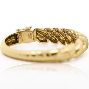 18K Gold Hammered Finish Diamond Pave Bangle Bracelet – Assay Jewelers
