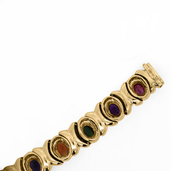 18K Gold Multi Color Gemstone Vintage Estate X Bezel Bracelet – Assay Jewelers