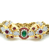 18K Gold & Platinum Double Headed Biting Lion Multi Rope Chain Bracelet With Emeralds, Diamonds, & Rubies